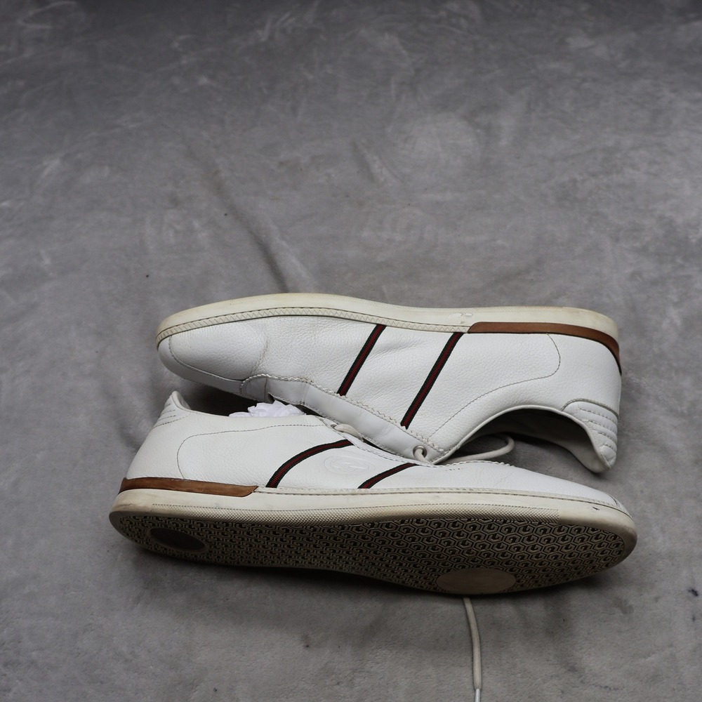Gucci Mens 12 Sneakers White Leather Low Top Lace-Up Casual Classic Driving VTG - Picture 3 of 16